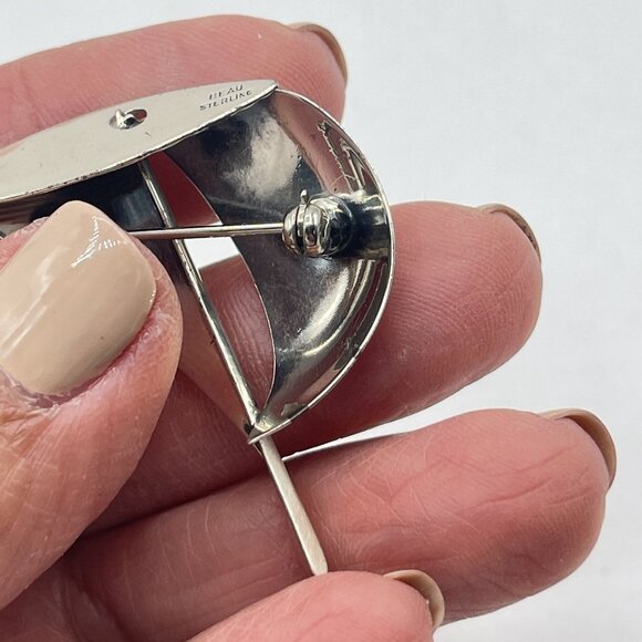 Vintage Beau Sterling Silver 3d Sailboat Brooch Pin - Picture 6 of 7